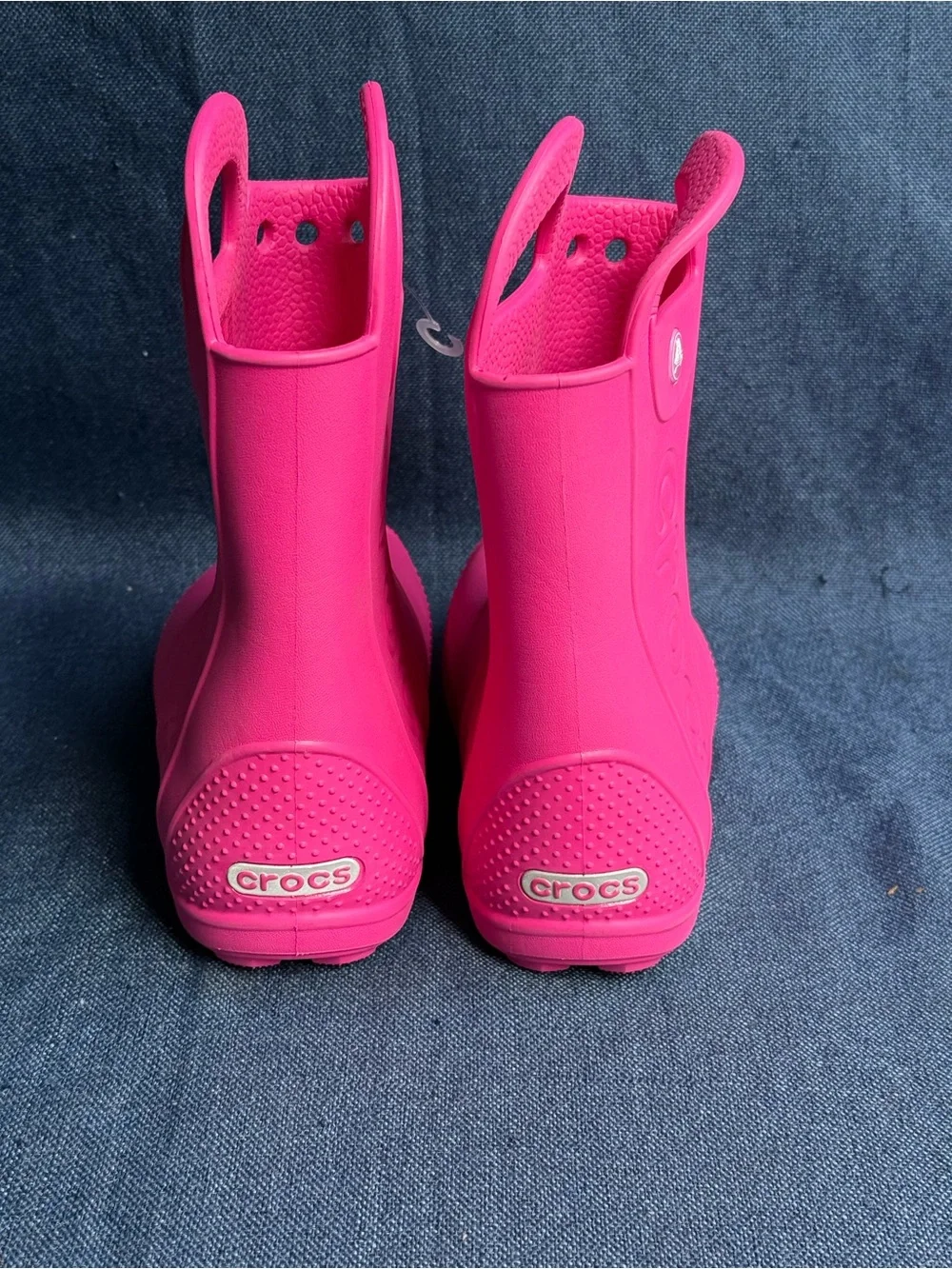 Crocs Kids Handle It Rain Boots Candy Pink Waterproof Toddler Shoes Size C 12
